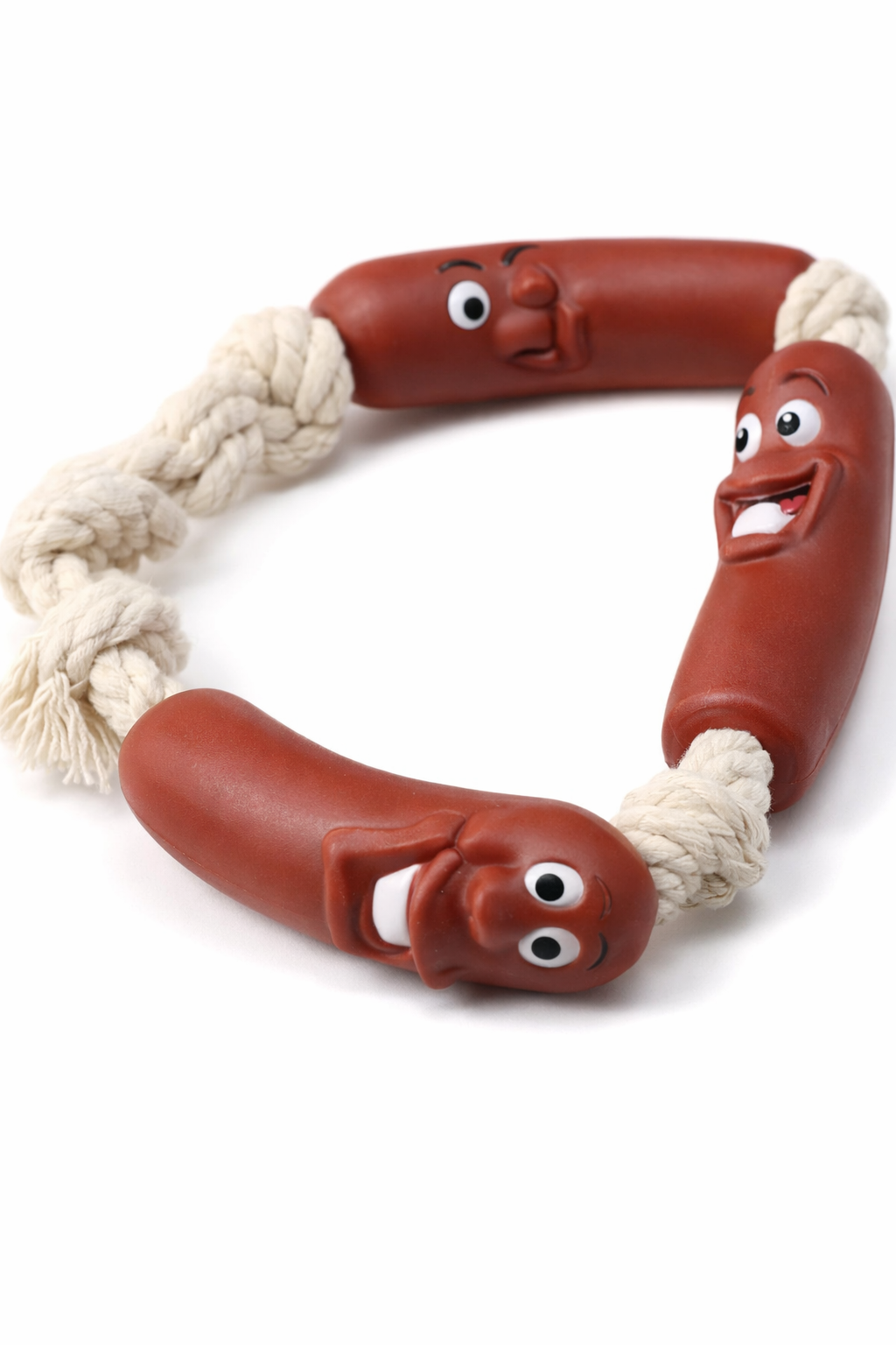 3-Piece Sausage Rope Toy for Dogs — close-up