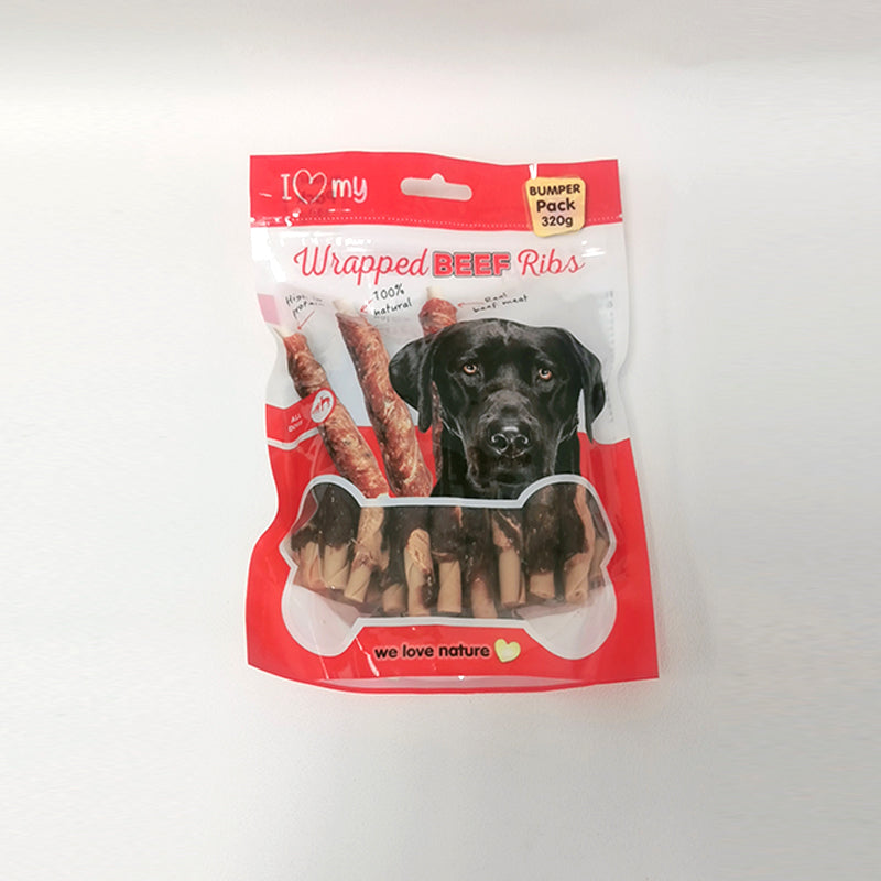 Eingewickelte Rinderrippchen-Hundesnacks