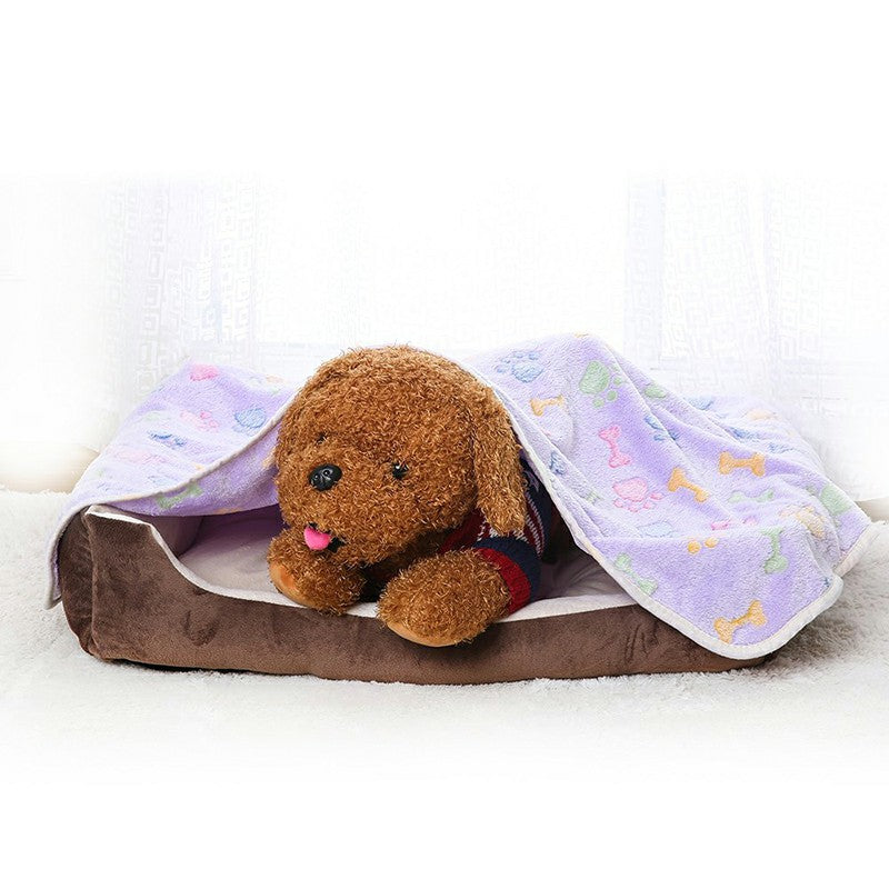 Soft 'n Warm Pet Mat - Bones & Paw Print