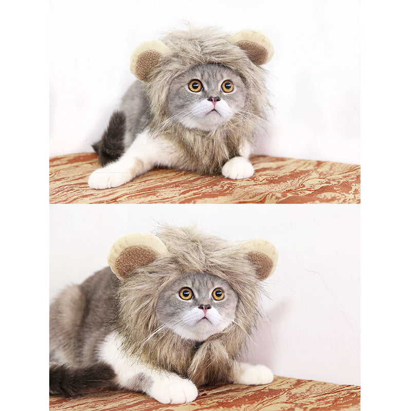 Brown Lion Mane Hood Pet Costume