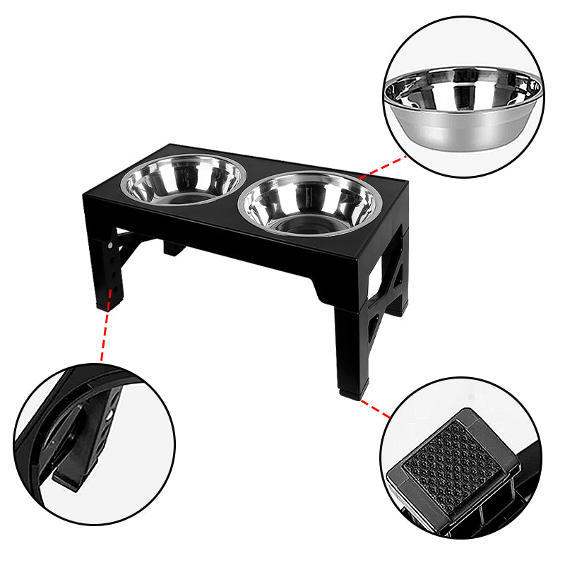 Elevated Dog Bowls with 5 Adjustable Heights