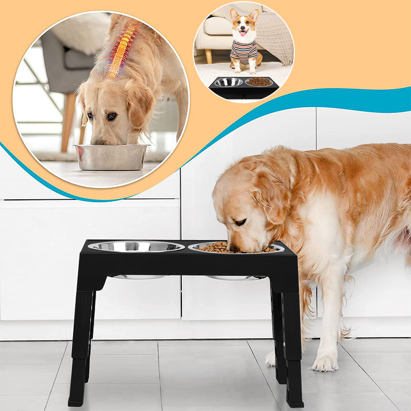 Elevated Dog Bowls with 5 Adjustable Heights