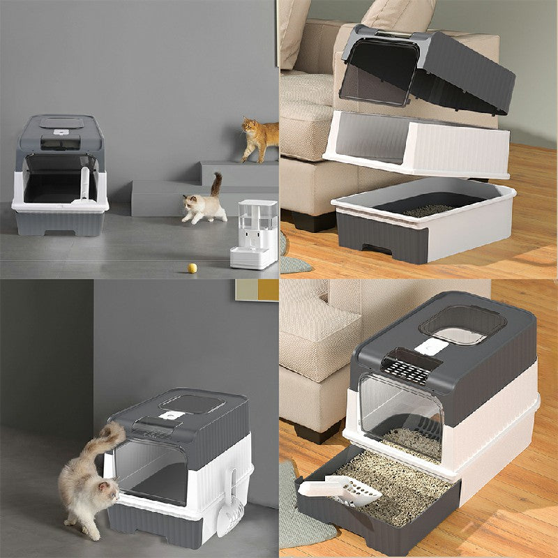 Large Cat Litter Box with Anti-Splashing Design
