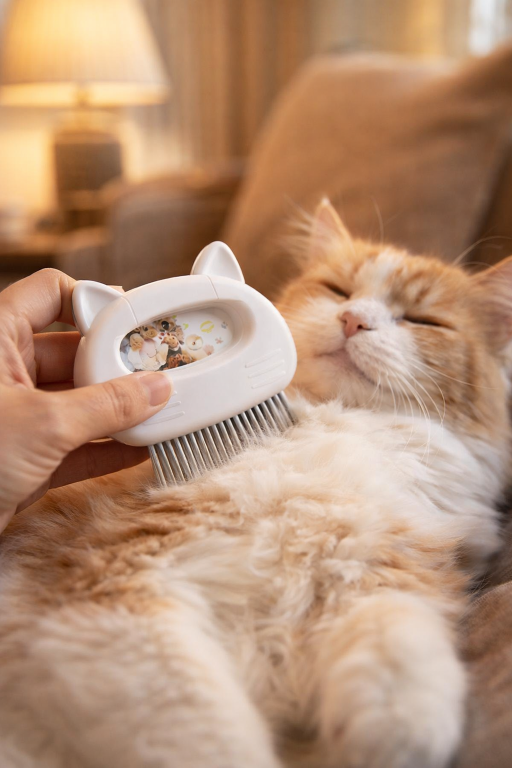 Cat Shaped Pet Grooming Brush — action_shot