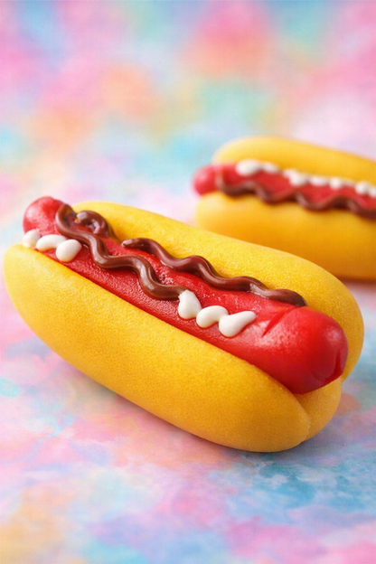 Squeaky Sausage Hotdog Dog Toy — detailed close-up